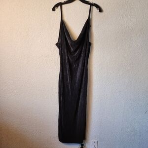 Boohoo Cowl neck black midi sleeveless dress velvet feel sz 20 NWT Sexy party